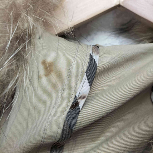バーバリーブルーレーベル BURBERRY BLUE LABEL 裏地チェックライナー ラクーンファー フードコート レディース 38