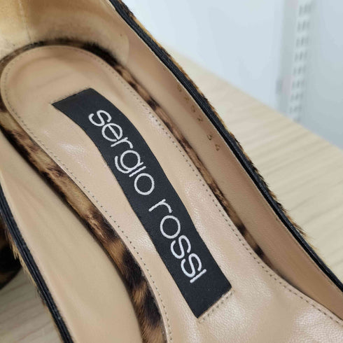 セルジオロッシ sergio rossi イタリア製 ハラコ レオパード パンプス レディース EUR:34