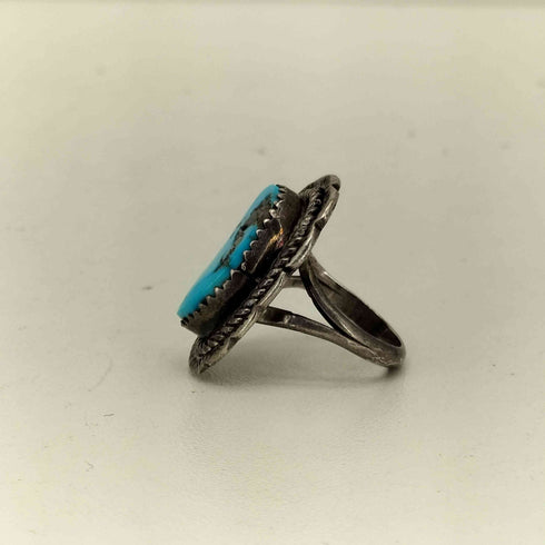 ナバホ NAVAJO STERLING MJP 刻印 ターコイズ ピンキーリング メンズ 9号