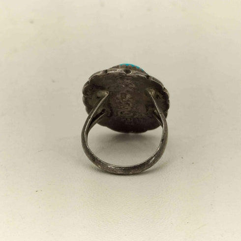ナバホ NAVAJO STERLING MJP 刻印 ターコイズ ピンキーリング メンズ 9号