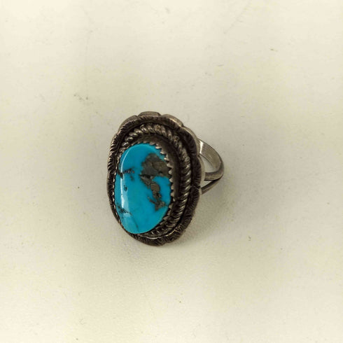 ナバホ NAVAJO STERLING MJP 刻印 ターコイズ ピンキーリング メンズ 9号