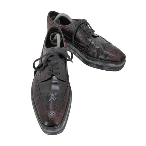プラダ PRADA ウィングチップ レザードレスシューズ メンズ 8 1/2