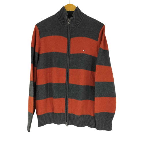 トミーヒルフィガー TOMMY HILFIGER ボーダー ジップアップニット メンズ XL