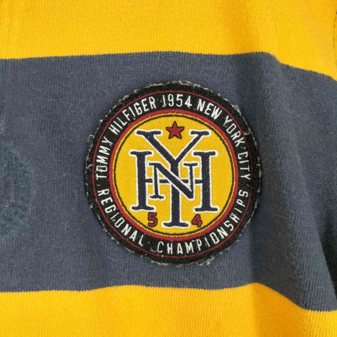 トミーヒルフィガー TOMMY HILFIGER ボーダー エンブレム L/S ポロシャツ メンズ import:XL