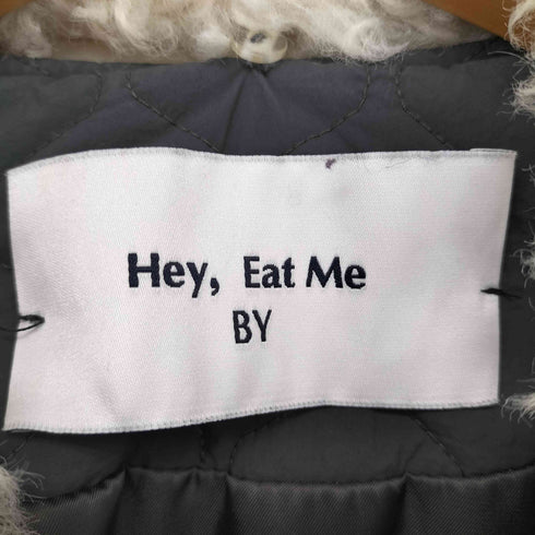 Hey Eat Me ファー付き ジップアップ キルティングジャケット レディース
