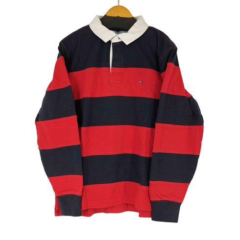 トミーヒルフィガー TOMMY HILFIGER ボーダー ワンポイント刺繍 L/S ポロシャツ メンズ import:XXL