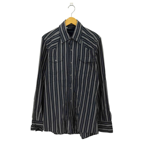 ドルチェアンドガッバーナ DOLCE&GABBANA イタリア製 L/S 二重デザイン ストライプ柄 ウエスタンシャツ メンズ 43