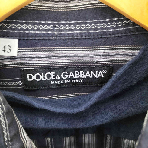 ドルチェアンドガッバーナ DOLCE&GABBANA イタリア製 L/S 二重デザイン ストライプ柄 ウエスタンシャツ メンズ 43
