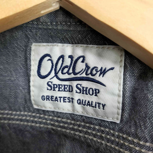 オールドクロウ OLD CROW FOUR CYL RACE L/S WORK SHIRTS ステンシルデザイン デニム ワーク長袖シャツ メンズ L