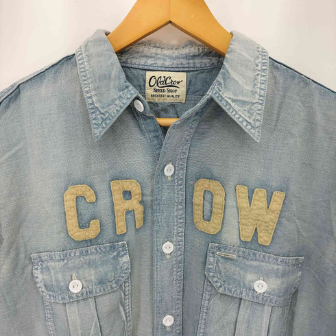 オールドクロウ OLD CROW CROW L/S WORK SHIRTS クロウ ロゴパッチデザイン デニム ワーク長袖シャツ メンズ L