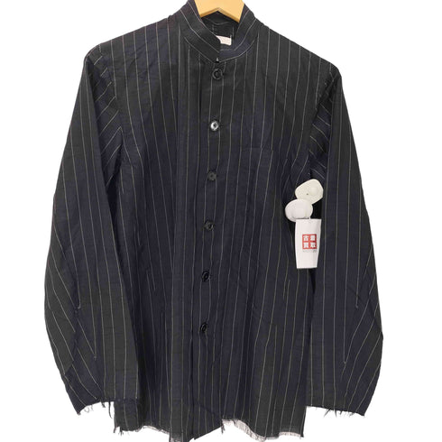タカヒロミヤシタザソロイスト TAKAHIRO MIYASHITA The SoloIst. 18SS Striped Stand Collar L/S Pajama Shirt ストライプ バンドカラー フリンジ パジャマシャツ メンズ JPN:44