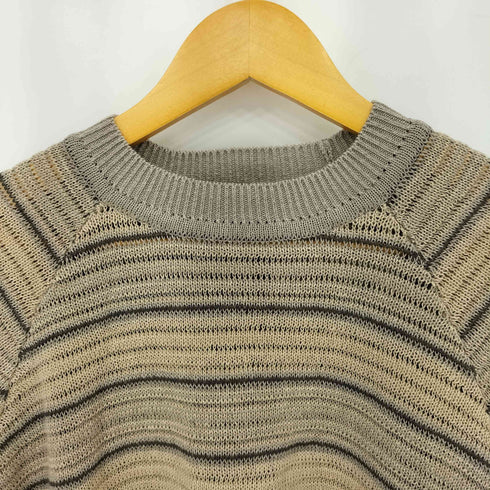 バイグラッドハンド BY GLADHAND VOYAGE L/S RAGLAN SWEATER ヴォヤージュ モックネック ラグランスリーブ リネン ボーダーニット セーター メンズ M