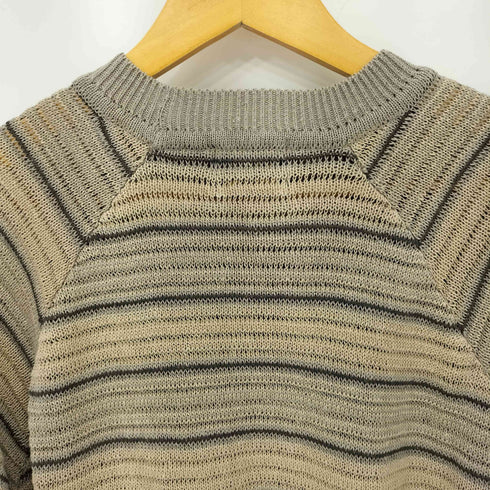 バイグラッドハンド BY GLADHAND VOYAGE L/S RAGLAN SWEATER ヴォヤージュ モックネック ラグランスリーブ リネン ボーダーニット セーター メンズ M