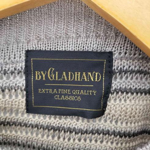 バイグラッドハンド BY GLADHAND VOYAGE L/S RAGLAN SWEATER ヴォヤージュ モックネック ラグランスリーブ リネン ボーダーニット セーター メンズ M