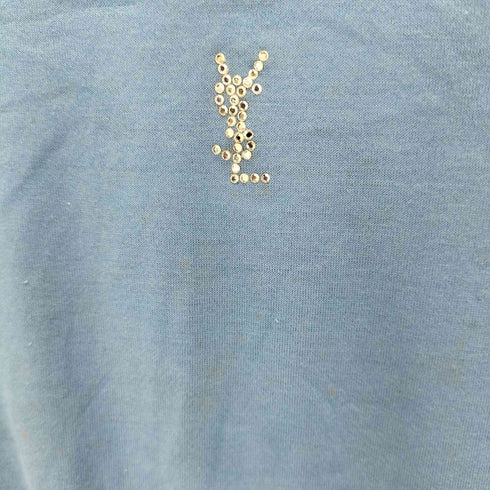 イヴサンローラン Yves Saint Laurent ストーン装飾クルーネックS/S Tシャツ レディース import:M