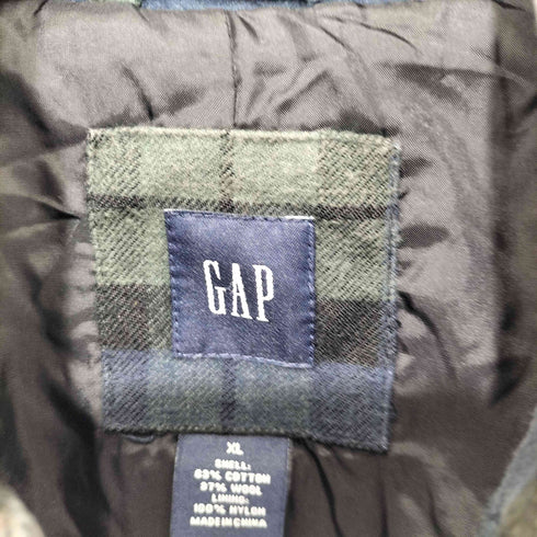 ギャップ Gap 90-2000s OLD チェック コットンウール ダブルジップブルゾン スタンドカラージャケット メンズ import:XL