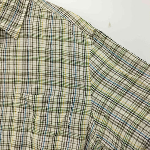 ジェイクルー J.CREW 00S リネン混 半袖チェックシャツ メンズ import:M