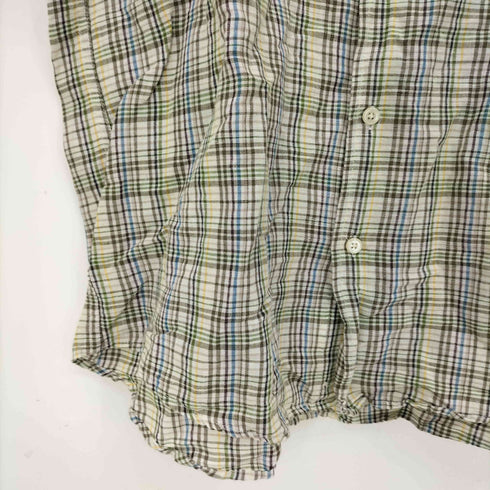 ジェイクルー J.CREW 00S リネン混 半袖チェックシャツ メンズ import:M