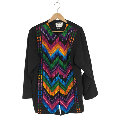 R+N グアテマラ刺繍 ノーカラージャケット レディース XL