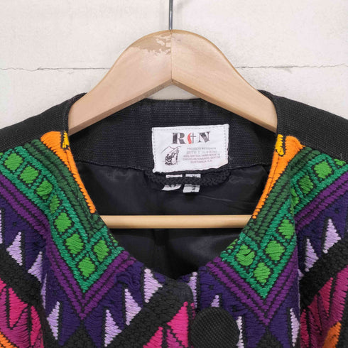 R+N グアテマラ刺繍 ノーカラージャケット レディース XL