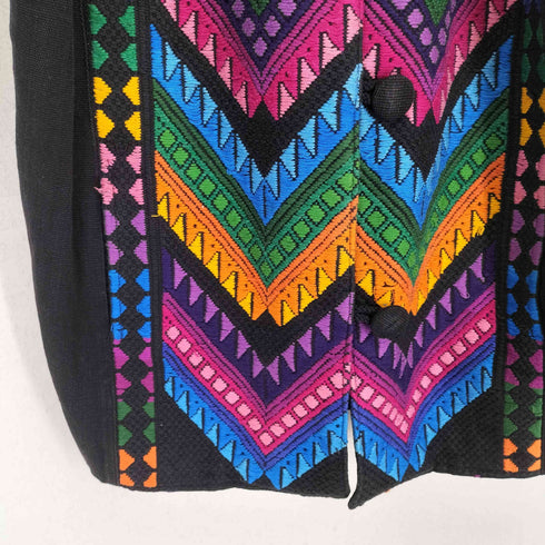 R+N グアテマラ刺繍 ノーカラージャケット レディース XL