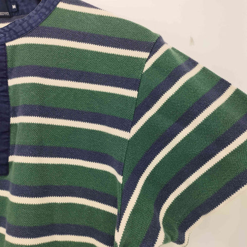 ポロバイラルフローレン Polo by RALPH LAUREN バンドカラー ヘンリーネック ボーダー S/S サーマル Tシャツ 猫目ボタン メンズ import:M