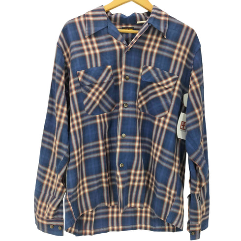 シュガーケーン SUGAR CANE 00S 黒タグ レーヨン オンブレチェック L/S オープンカラー 開襟 シャツ 東洋 メンズ JPN:L