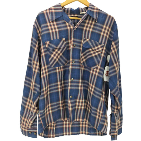 シュガーケーン SUGAR CANE 00S 黒タグ レーヨン オンブレチェック L/S オープンカラー 開襟 シャツ 東洋 メンズ JPN:L