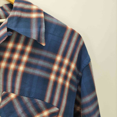シュガーケーン SUGAR CANE 00S 黒タグ レーヨン オンブレチェック L/S オープンカラー 開襟 シャツ 東洋 メンズ JPN:L