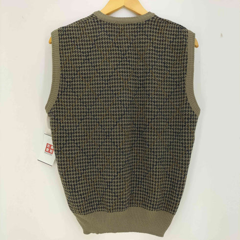 CAMBRIDGE CLASSICS 90S イタリア製 ウール アクリル 千鳥格子 Vネック ニット ベスト メンズ import:M