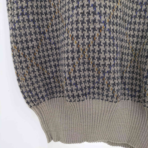 CAMBRIDGE CLASSICS 90S イタリア製 ウール アクリル 千鳥格子 Vネック ニット ベスト メンズ import:M