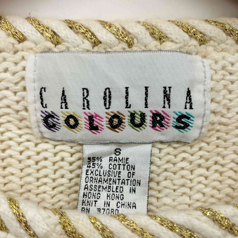 CAROLINA COLOURS ビーズ フラワー 刺繍 コットンニット レディース import:S
