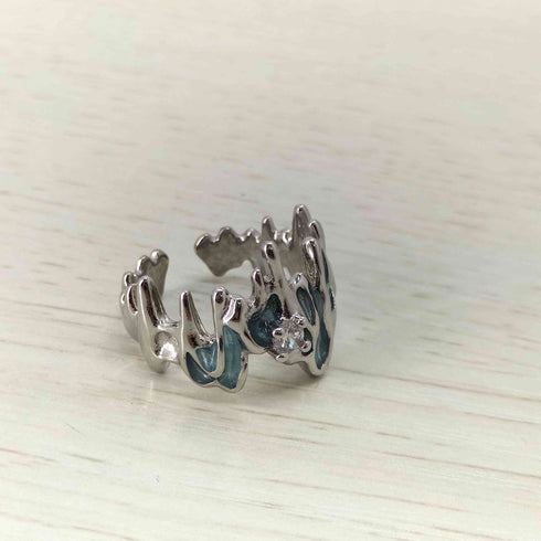 ラインストーン シルバーリング メンズ 9号