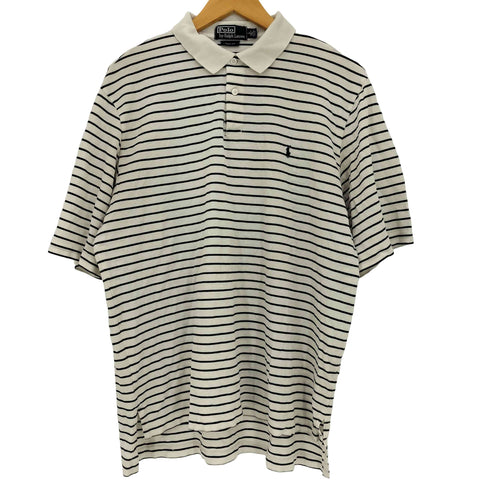 ポロバイラルフローレン Polo by RALPH LAUREN GOLF FIT スモールポニー刺繍 ボーダー ポロシャツ メンズ import:L