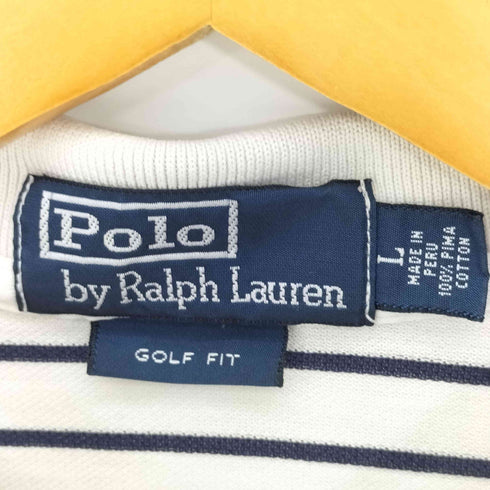 ポロバイラルフローレン Polo by RALPH LAUREN GOLF FIT スモールポニー刺繍 ボーダー ポロシャツ メンズ import:L