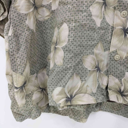 ノーティカ NAUTICA 90S シルク100% 裾カットオフ アロハシャツ メンズ import:L