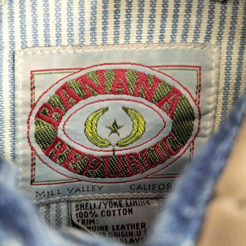 バナナリパブリック BANANA REPUBLIC 80S 襟レザー 旧タグ デニムワンピース レディース