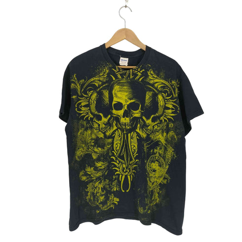 ギルダン GILDAN スカルプリント クルーネックカットソー メンズ import:L