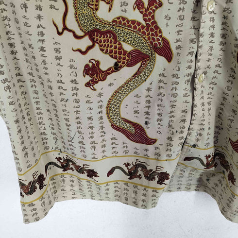 7 DIAMONDS ドラゴンデザイン 総柄 開襟シャツ メンズ XXL