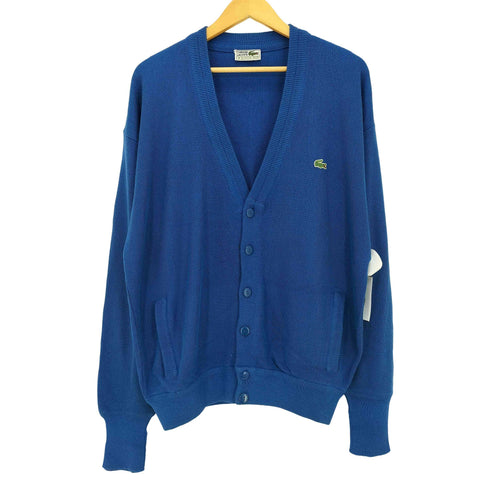 シュミーズラコステ CHEMISE LACOSTE 70-80s スペイン製 ロゴ刺繍 アクリル カーディガン メンズ import:M