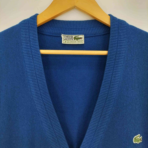 シュミーズラコステ CHEMISE LACOSTE 70-80s スペイン製 ロゴ刺繍 アクリル カーディガン メンズ import:M