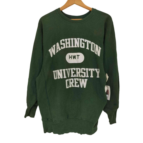 チャンピオン Champion 90S USA製 刺繍タグ REVERSE WEAVE WASHINGTON UNIVERSITY 4段 カプセル カレッジ プリント クルーネック スウェット トレーナー メンズ import:XL