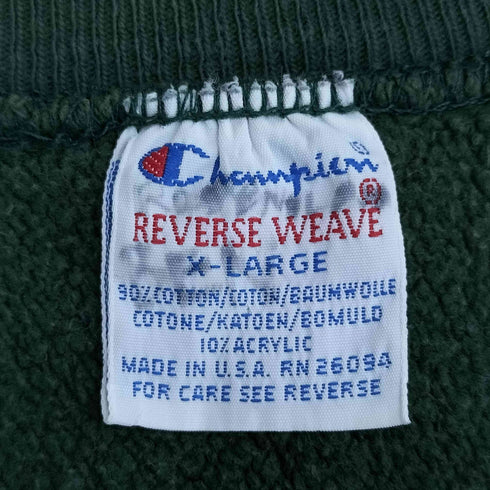 チャンピオン Champion 90S USA製 刺繍タグ REVERSE WEAVE WASHINGTON UNIVERSITY 4段 カプセル カレッジ プリント クルーネック スウェット トレーナー メンズ import:XL