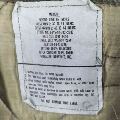 ユーエスアーミー U.S. ARMY 84年製 M-65 キルティング ライナー メンズ import:M