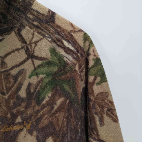 カベラス Cabelas 80-90S Whitetail Clothing USA製 ロゴ プリント リアルツリーカモ 迷彩柄 スタンドネック フリース ブルゾン ジャケット メンズ