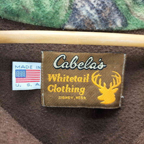 カベラス Cabelas 80-90S Whitetail Clothing USA製 ロゴ プリント リアルツリーカモ 迷彩柄 スタンドネック フリース ブルゾン ジャケット メンズ