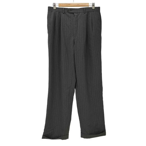 ローレンラルフローレン LAUREN RALPH LAUREN TOTAL COMFORT 2タック ピンストライプ ワイドレッグ スラックス 裾ダブル メンズ