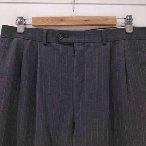 ローレンラルフローレン LAUREN RALPH LAUREN TOTAL COMFORT 2タック ピンストライプ ワイドレッグ スラックス 裾ダブル メンズ