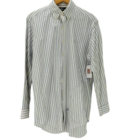 ラルフローレン RALPH LAUREN 90S YARMOUTH ポニー刺繍 コットン ストライプ L/S ボタンダウン シャツ 外付けタグ メンズ 15-33