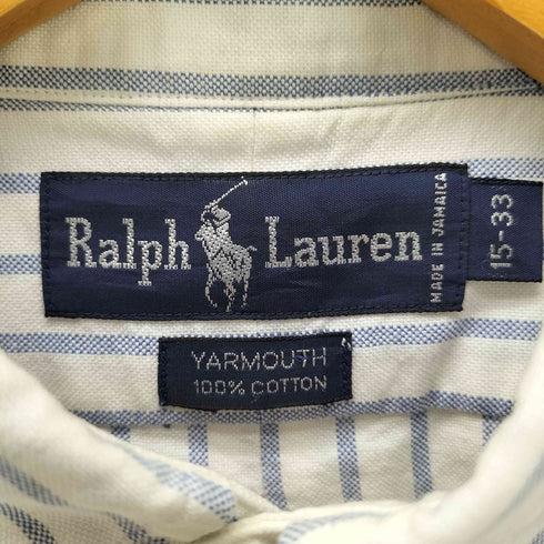ラルフローレン RALPH LAUREN 90S YARMOUTH ポニー刺繍 コットン ストライプ L/S ボタンダウン シャツ 外付けタグ メンズ 15-33